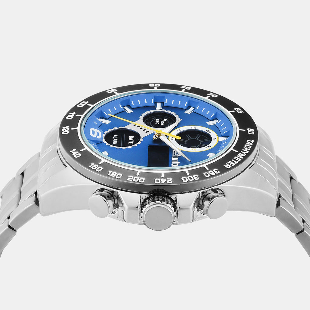 Men Quartz Blue Dial Analog-digital Stainless Steel Watch UNG040001