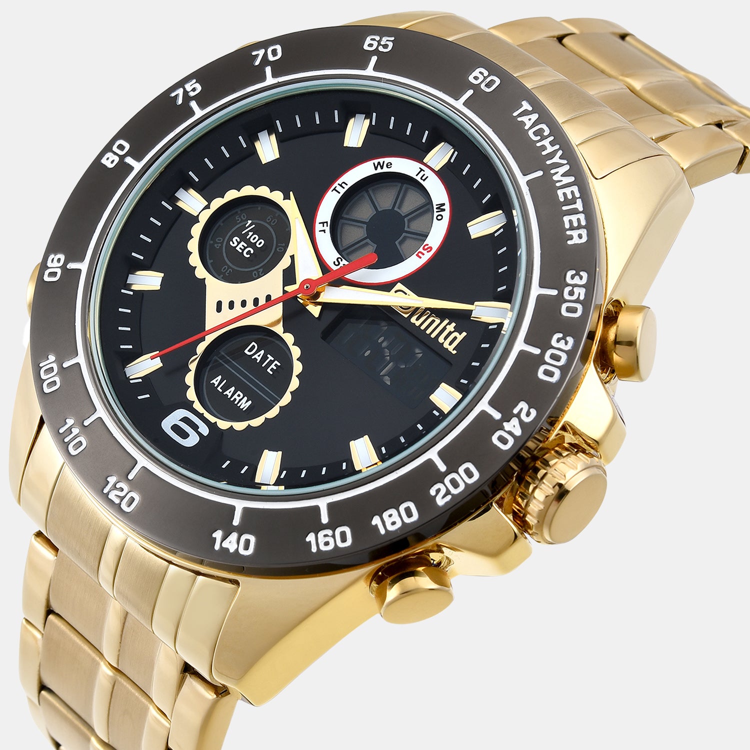 Men Quartz Black Dial Analog-digital Stainless Steel Watch UNG040002
