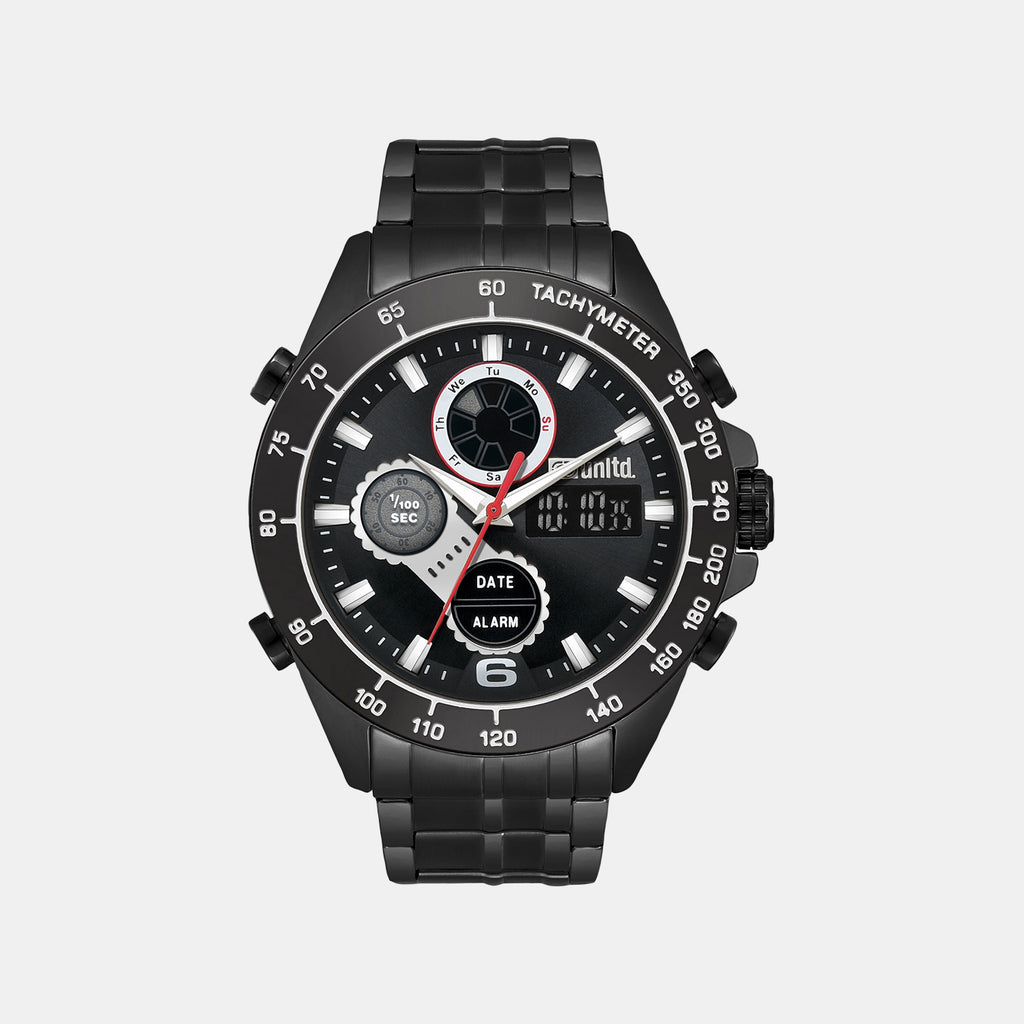 Men Quartz Black Dial Analog-digital Stainless Steel Watch UNG040003