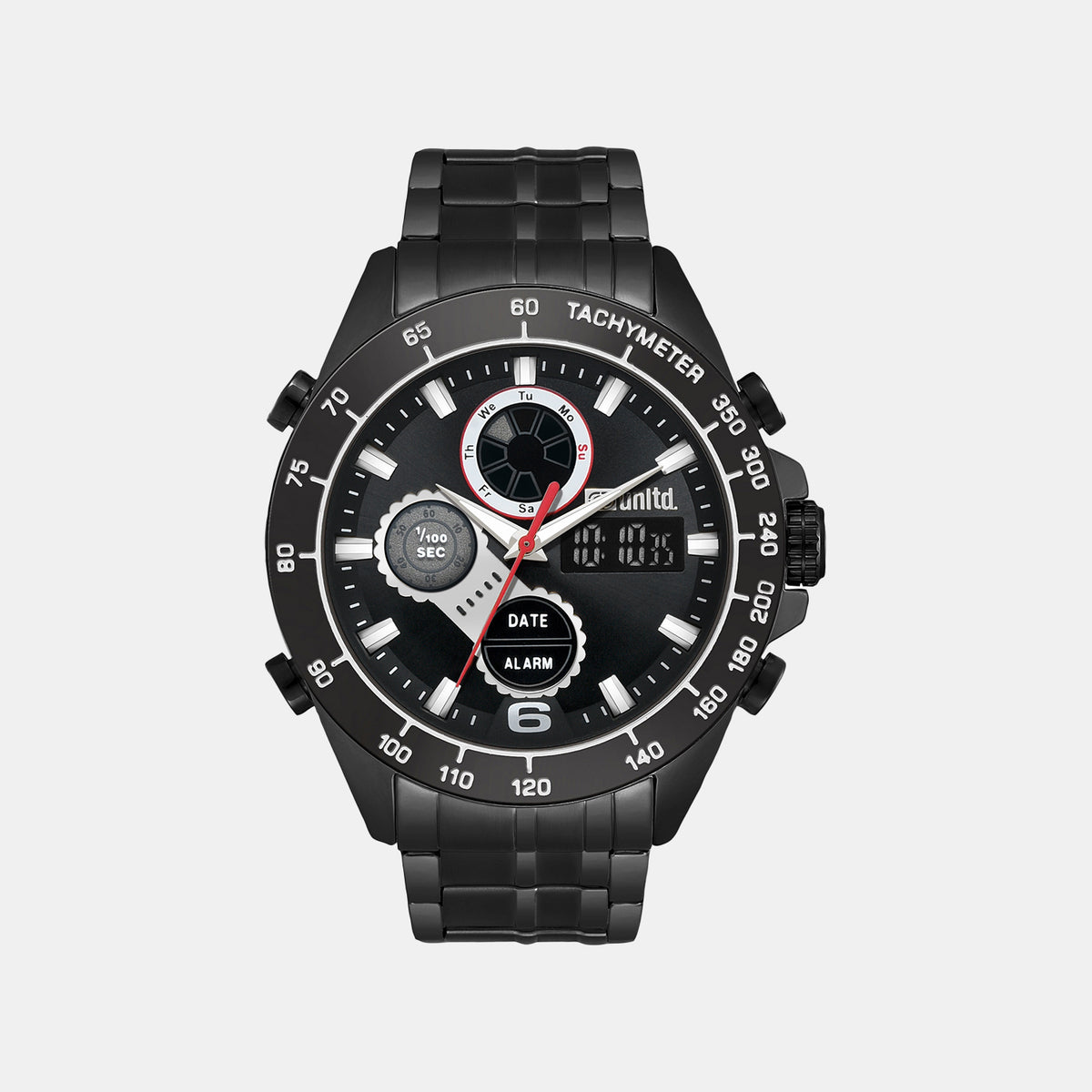 Men Quartz Black Dial Analog-Digital Stainless Steel Watch UNG040003