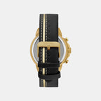 Men Quartz Black Dial Multi-Function Leather Watch UNG050002