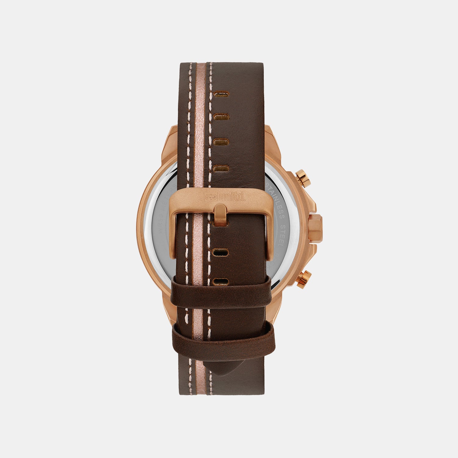 Men Quartz Brown Dial Multi-Function Leather Watch UNG050003