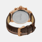 Men Quartz Brown Dial Multi-Function Leather Watch UNG050003