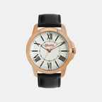 Men Quartz White Dial Analog Leather Watch UNG060002