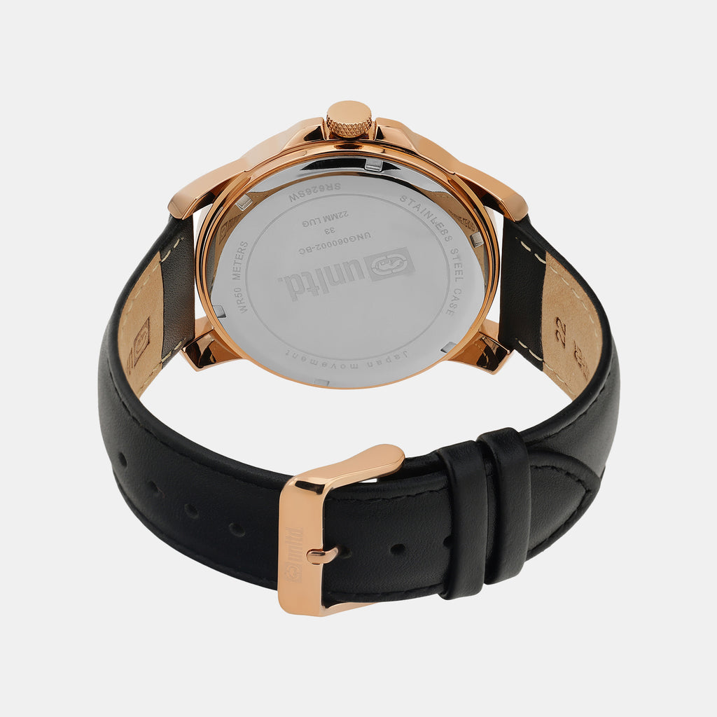 Men Quartz White Dial Analog Leather Watch UNG060002