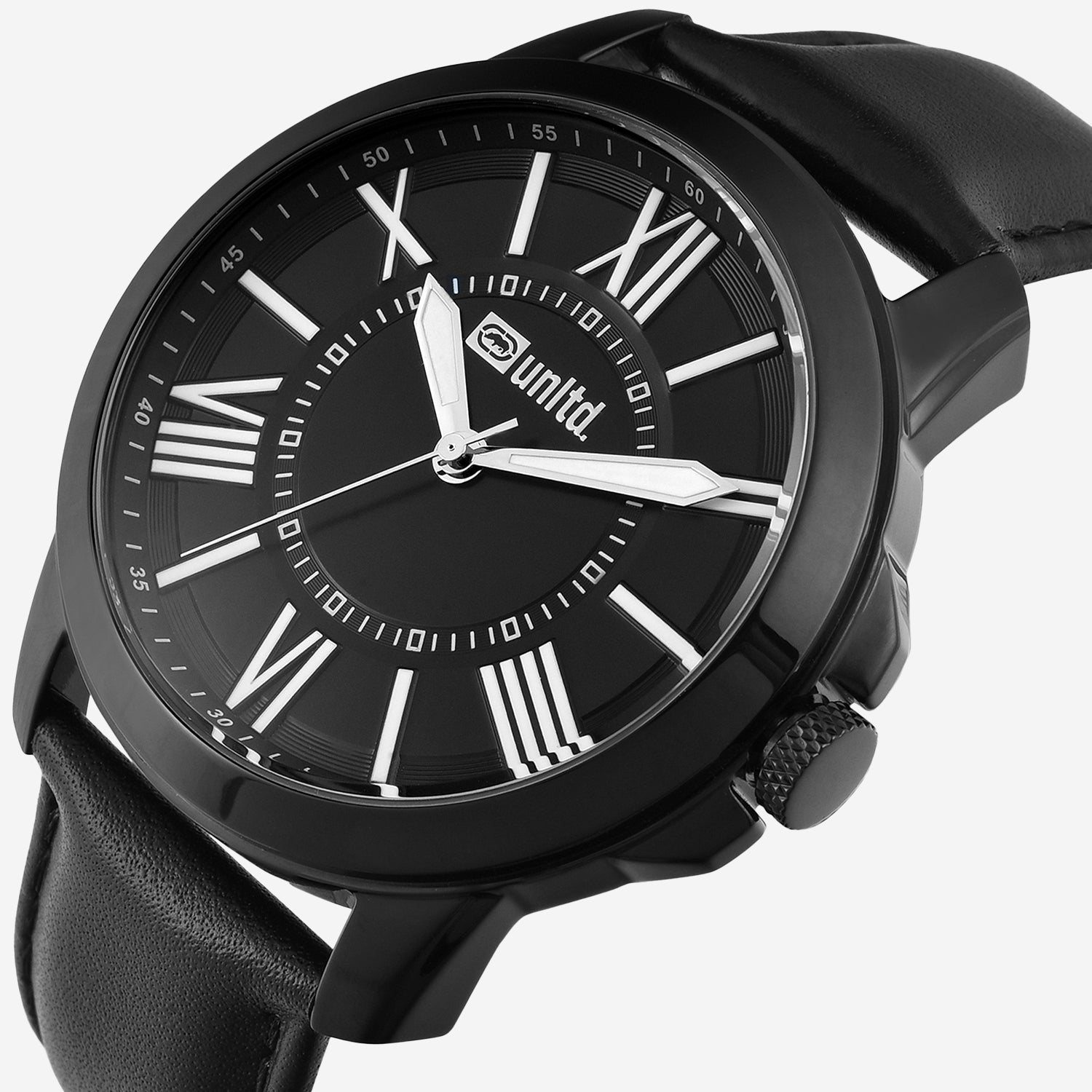 Men Quartz Black Dial Analog Leather Watch UNG060003