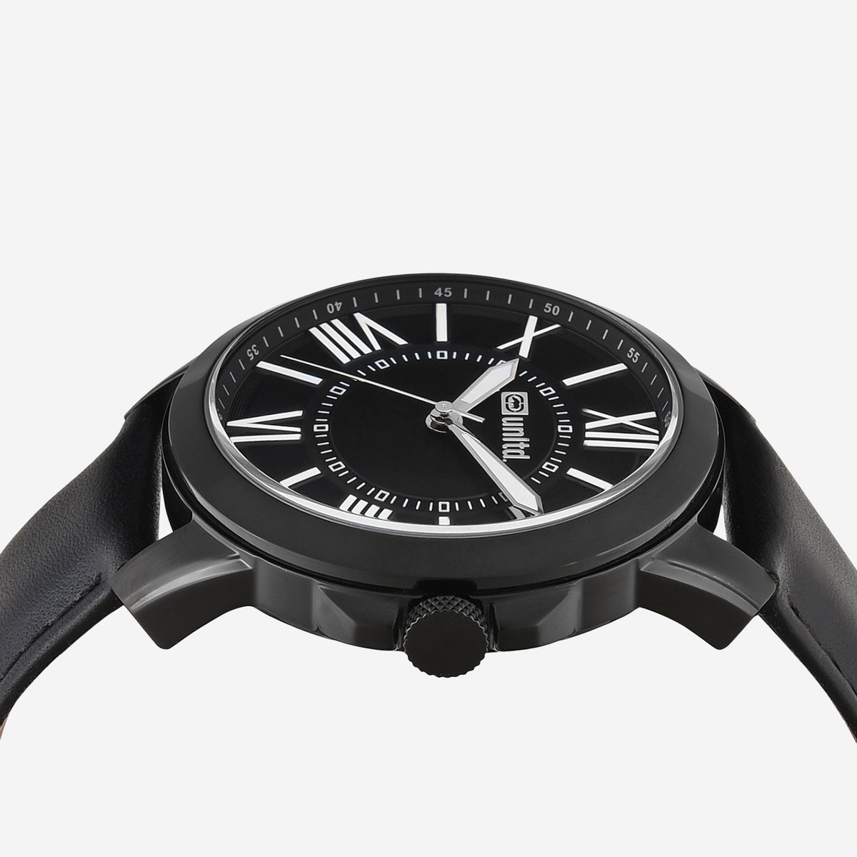 Men Quartz Black Dial Analog Leather Watch UNG060003