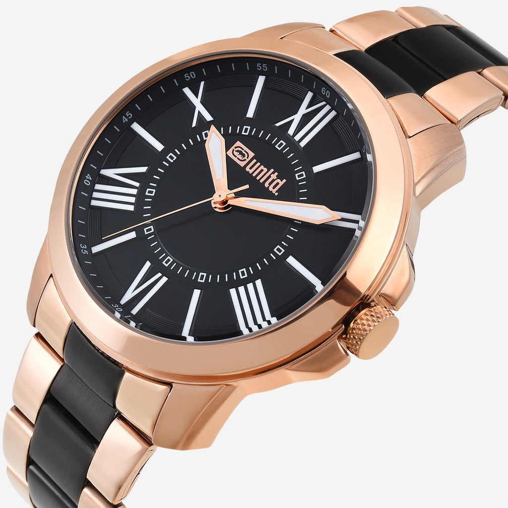 Men Quartz Black Dial Analog Stainless Steel Watch UNG060008