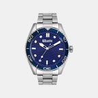 Men Quartz Blue Dial Analog Stainless Steel Watch UNG070002