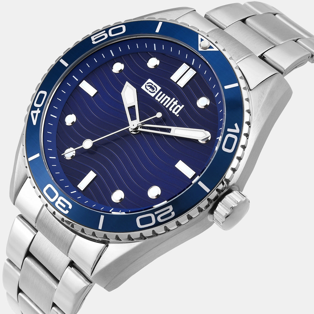 Men Quartz Blue Dial Analog Stainless Steel Watch UNG070002