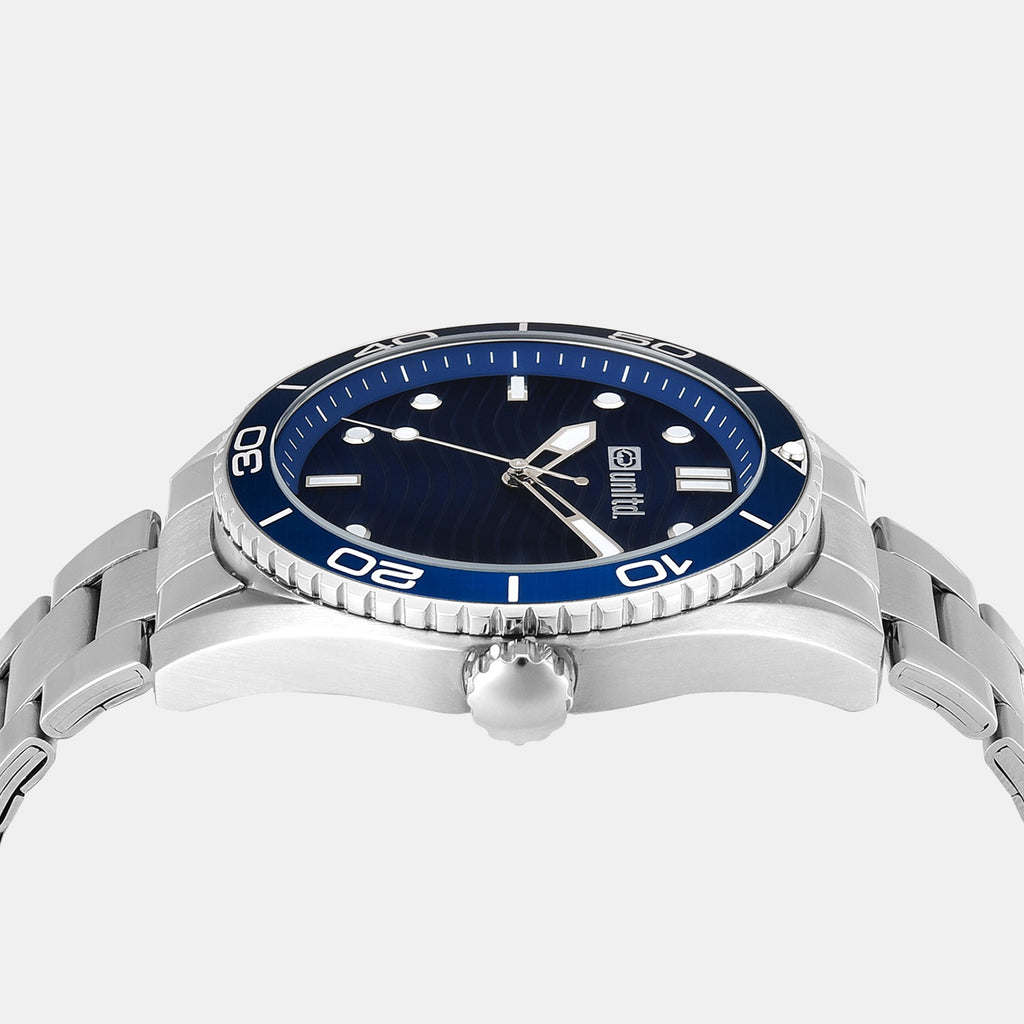Men Quartz Blue Dial Analog Stainless Steel Watch UNG070002