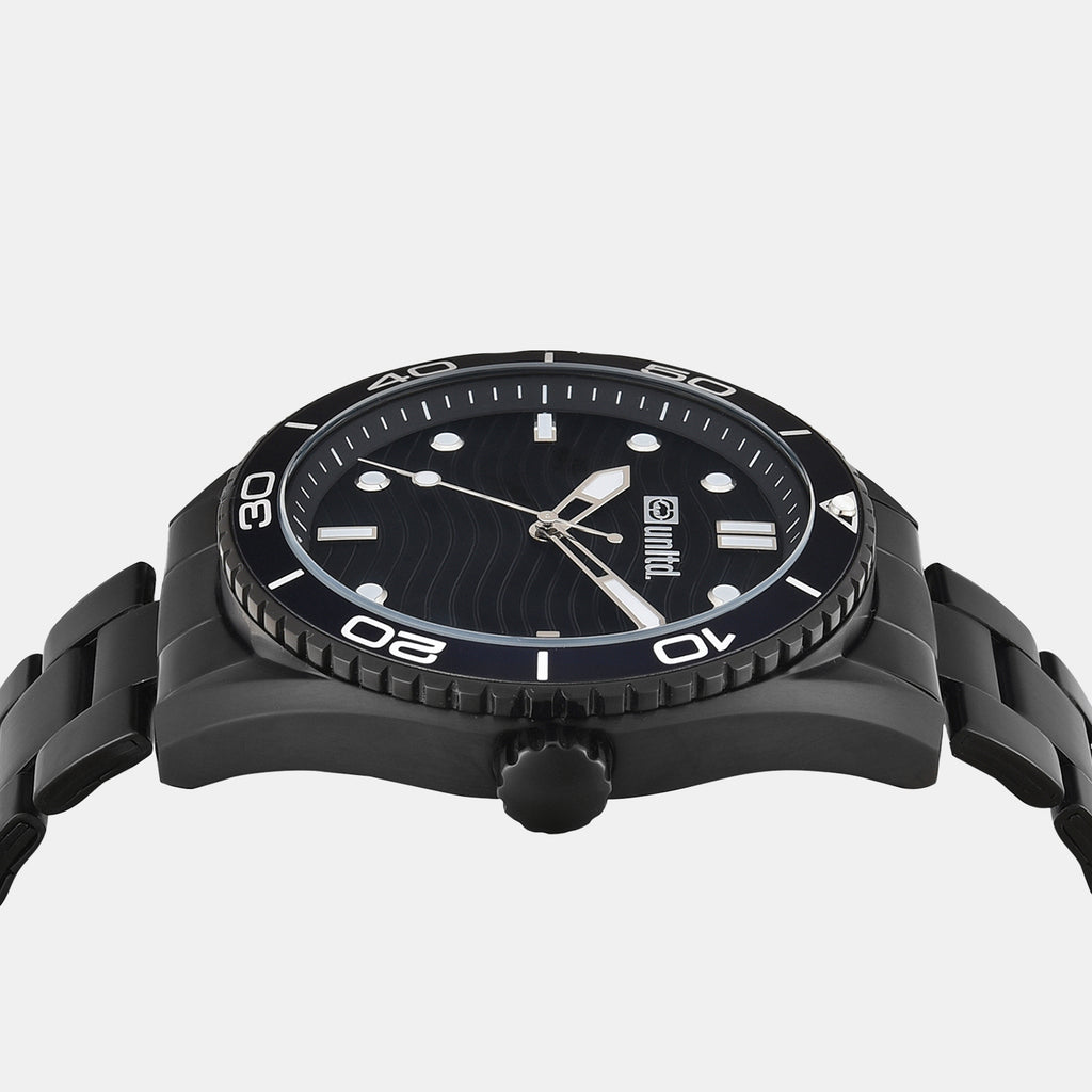Men Quartz Black Dial Analog Stainless Steel Watch UNG070004