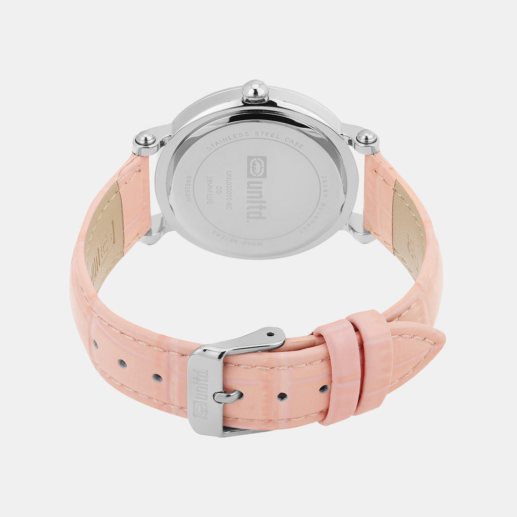 Women Quartz Pink Dial Analog Leather Watch UNL010001