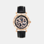Women Quartz Black Dial Analog Leather Watch UNL010002