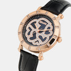 Women Quartz Black Dial Analog Leather Watch UNL010002