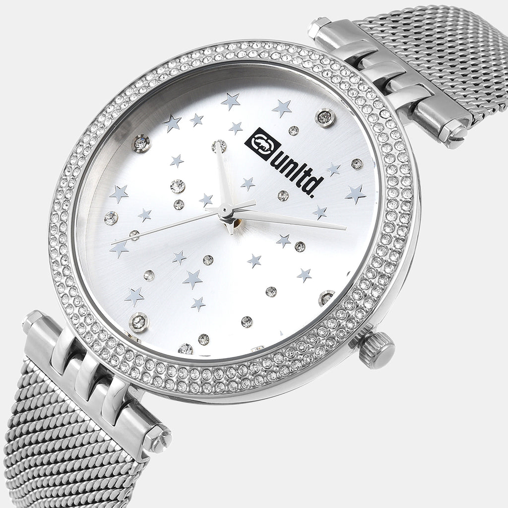 Women Quartz Silver Dial Analog Stainless Steel Watch UNL030001