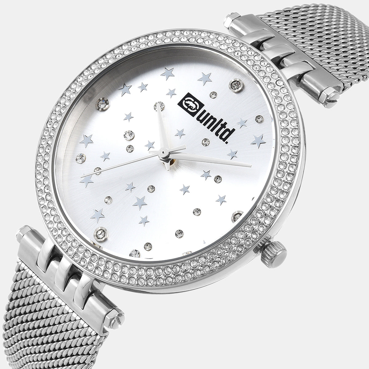 Women Quartz Silver Dial Analog Mesh Watch UNL030001