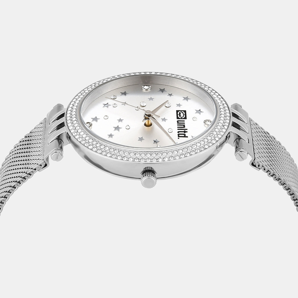 Women Quartz Silver Dial Analog Stainless Steel Watch UNL030001