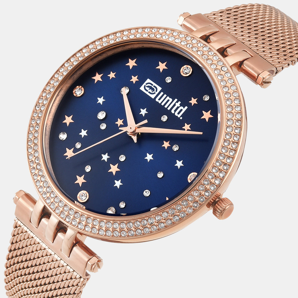 Women Quartz Blue Dial Analog Stainless Steel Watch UNL030003
