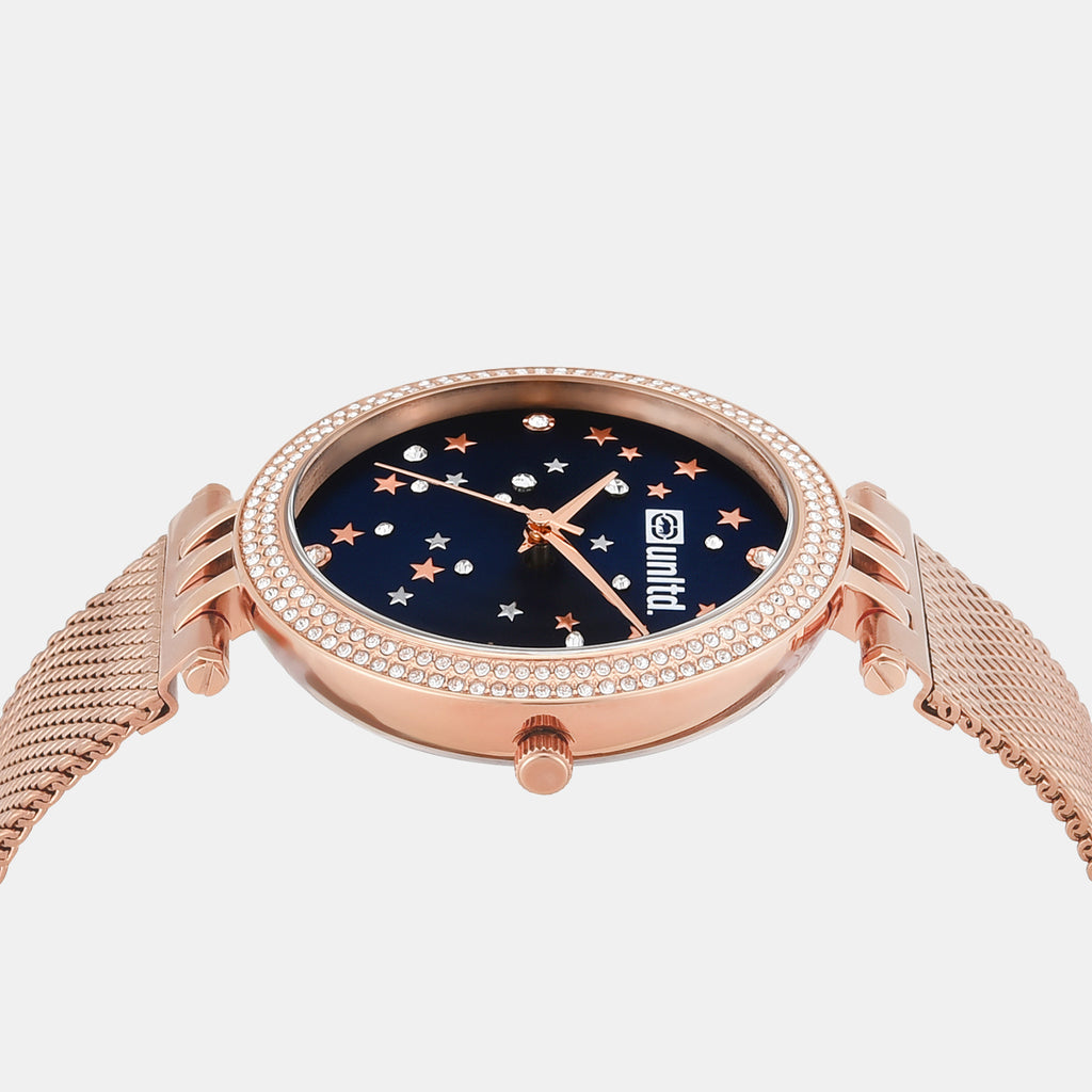 Women Quartz Blue Dial Analog Stainless Steel Watch UNL030003