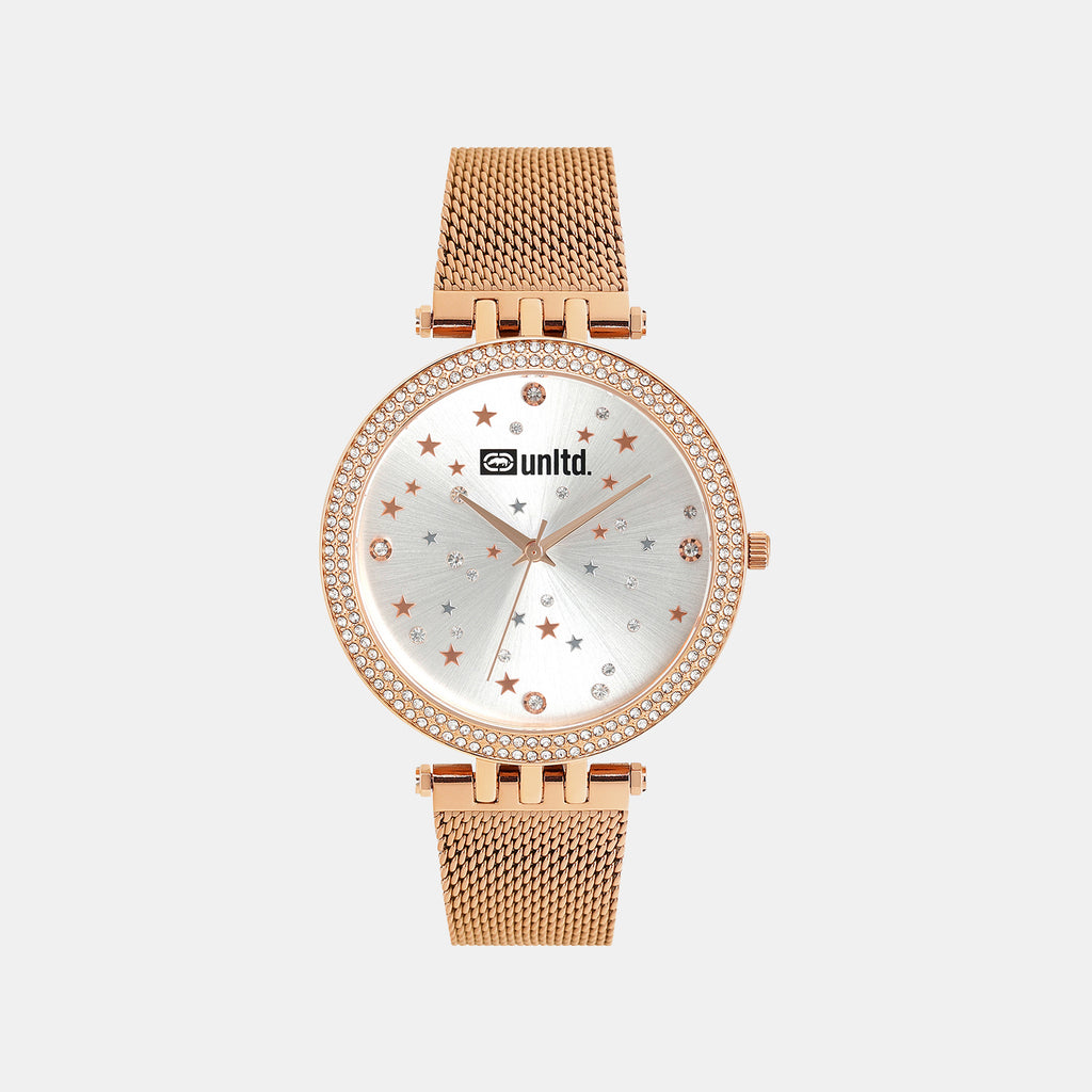 Women Quartz Silver Dial Analog Stainless Steel Watch UNL030004