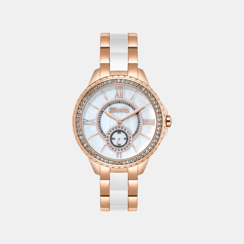 Women Quartz Silver Mother Of Pearl Dial Analog Stainless Steel Watch UNL040002