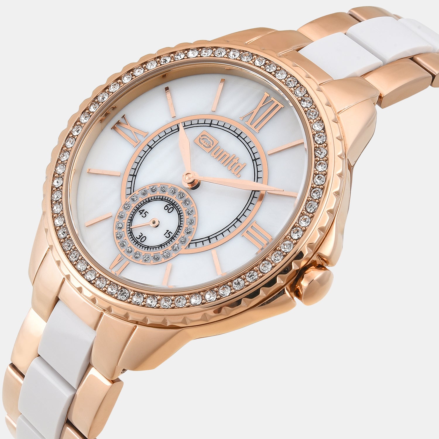 Women Quartz Silver Mother Of Pearl Dial Analog Stainless Steel Watch UNL040002