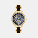 Women Quartz Black Mother Of Pearl Dial Analog Stainless Steel Watch UNL040003