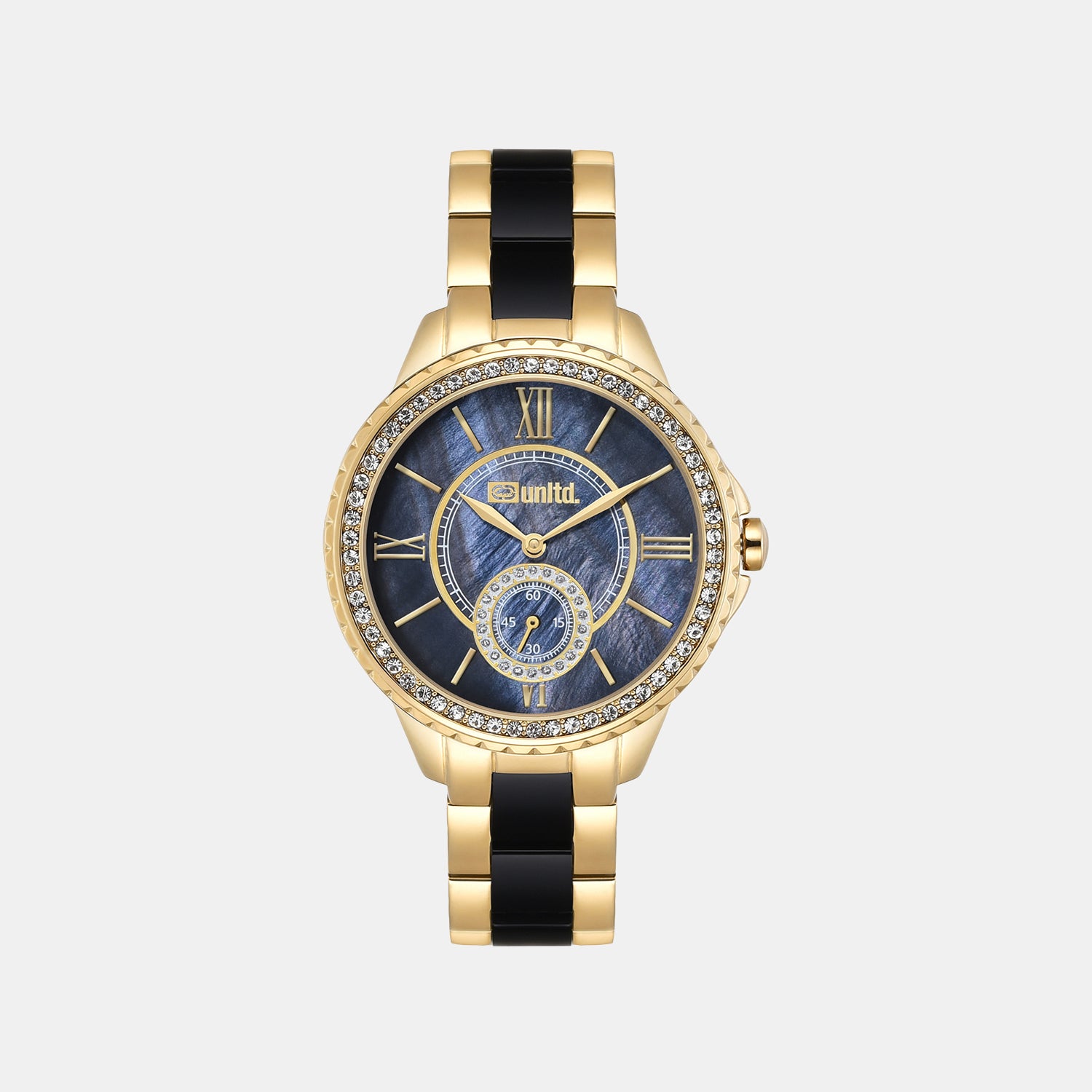 Women Quartz Black Mother Of Pearl Dial Analog Stainless Steel Watch UNL040003