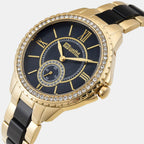 Women Quartz Black Mother Of Pearl Dial Analog Stainless Steel Watch UNL040003