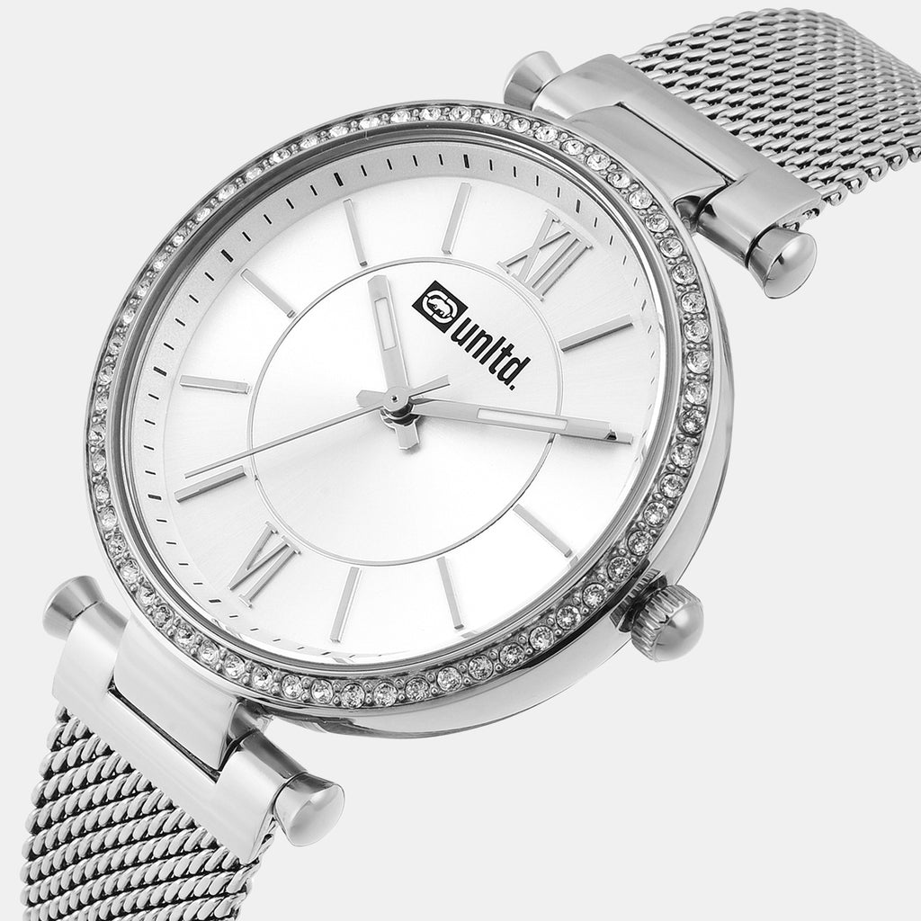 Women Quartz Silver Dial Analog Stainless Steel Watch UNL090001