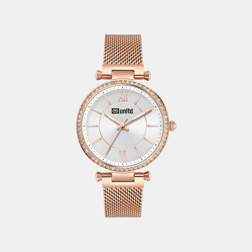 Women Quartz Silver Dial Analog Stainless Steel Watch UNL090003
