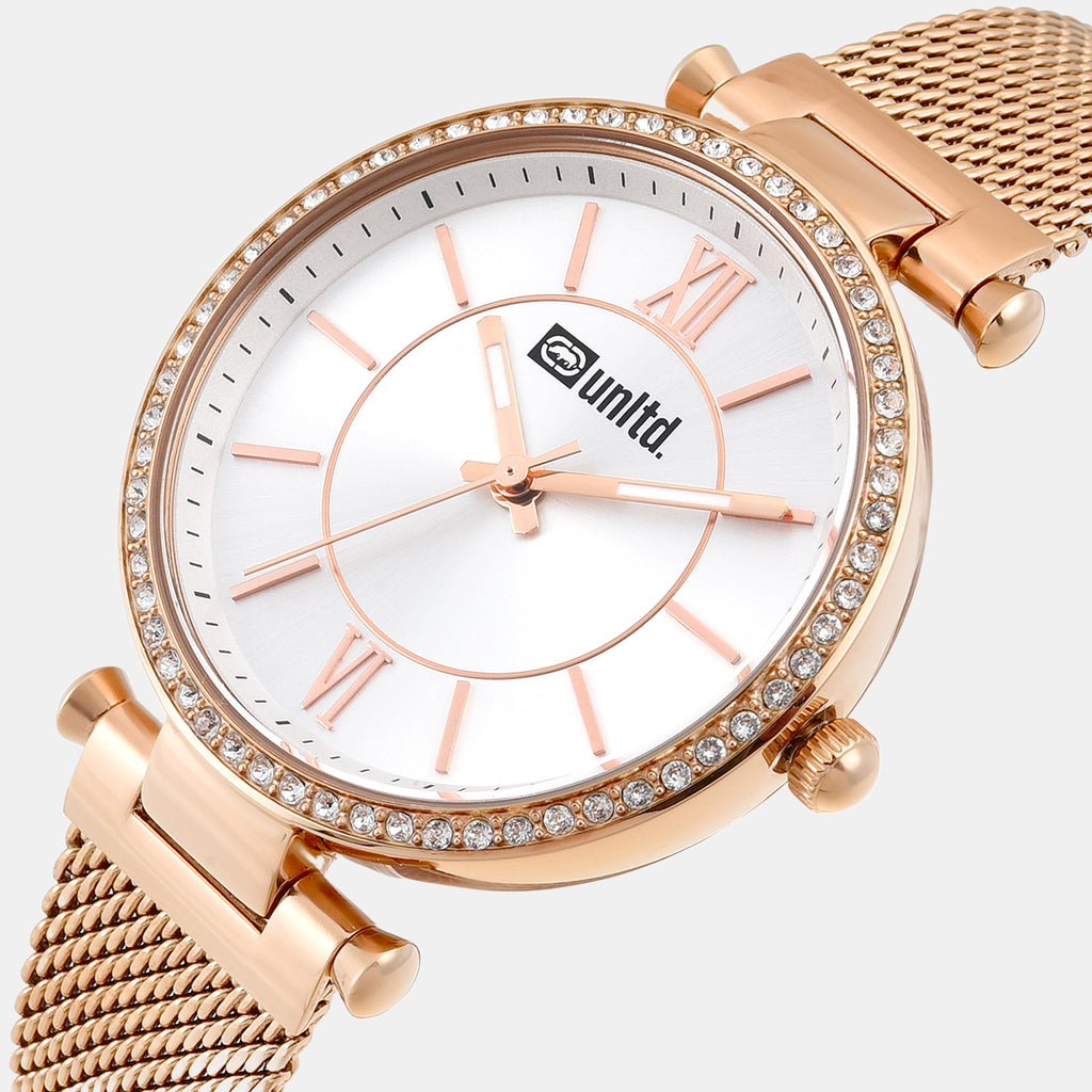 Women Quartz Silver Dial Analog Stainless Steel Watch UNL090003