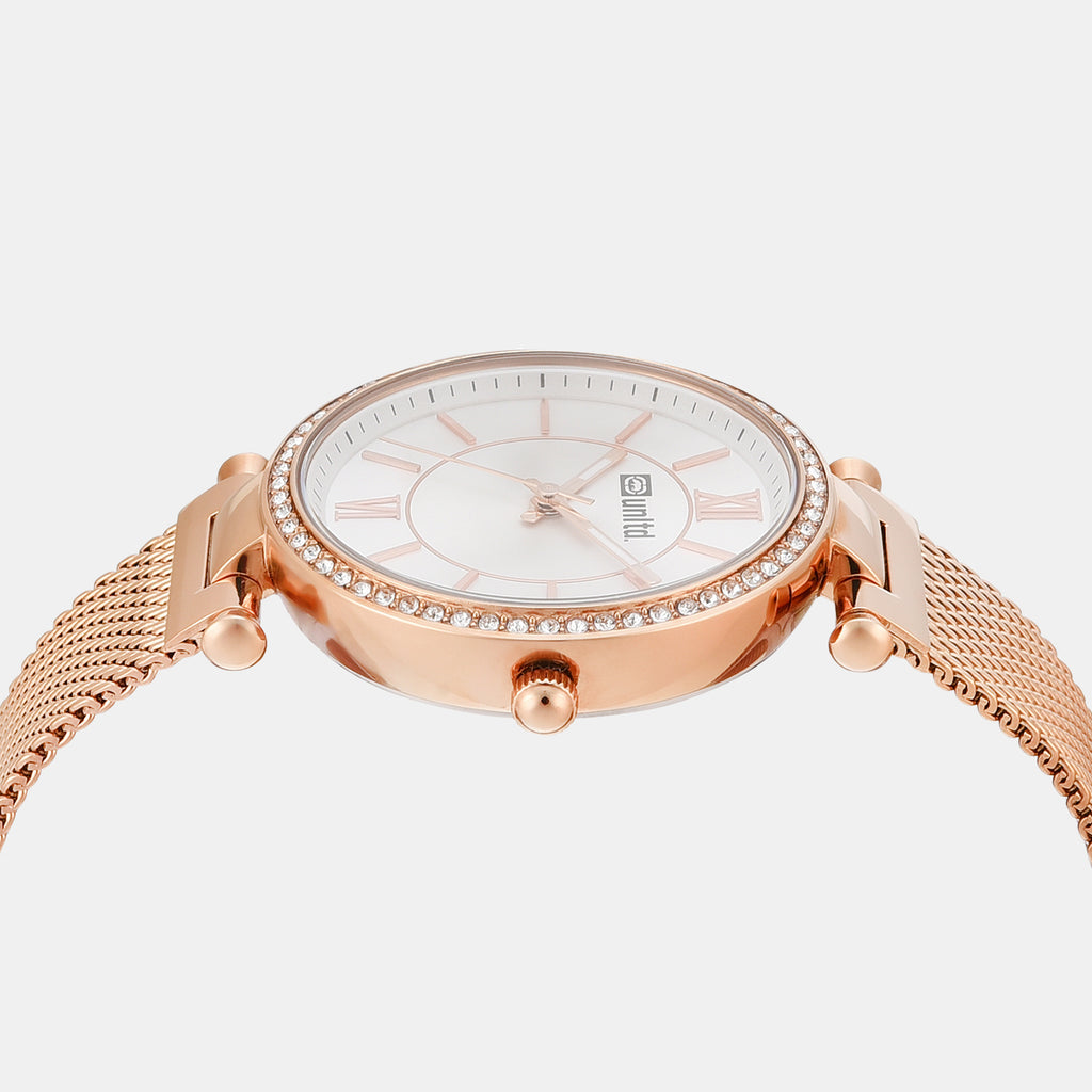 Women Quartz Silver Dial Analog Stainless Steel Watch UNL090003