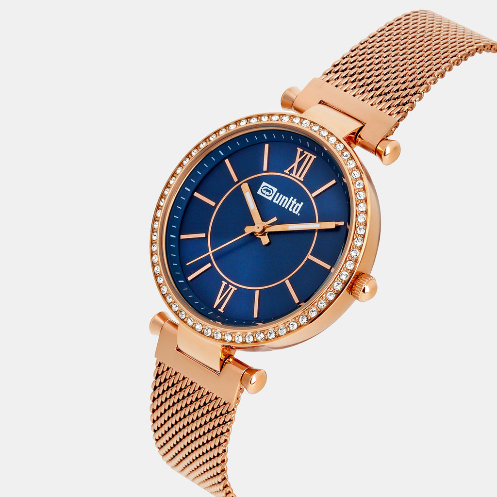 Women Quartz Blue Dial Analog Stainless Steel Watch UNL090004