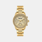 Women Quartz Gold Dial Multi-Function Stainless Steel Watch UNL110002