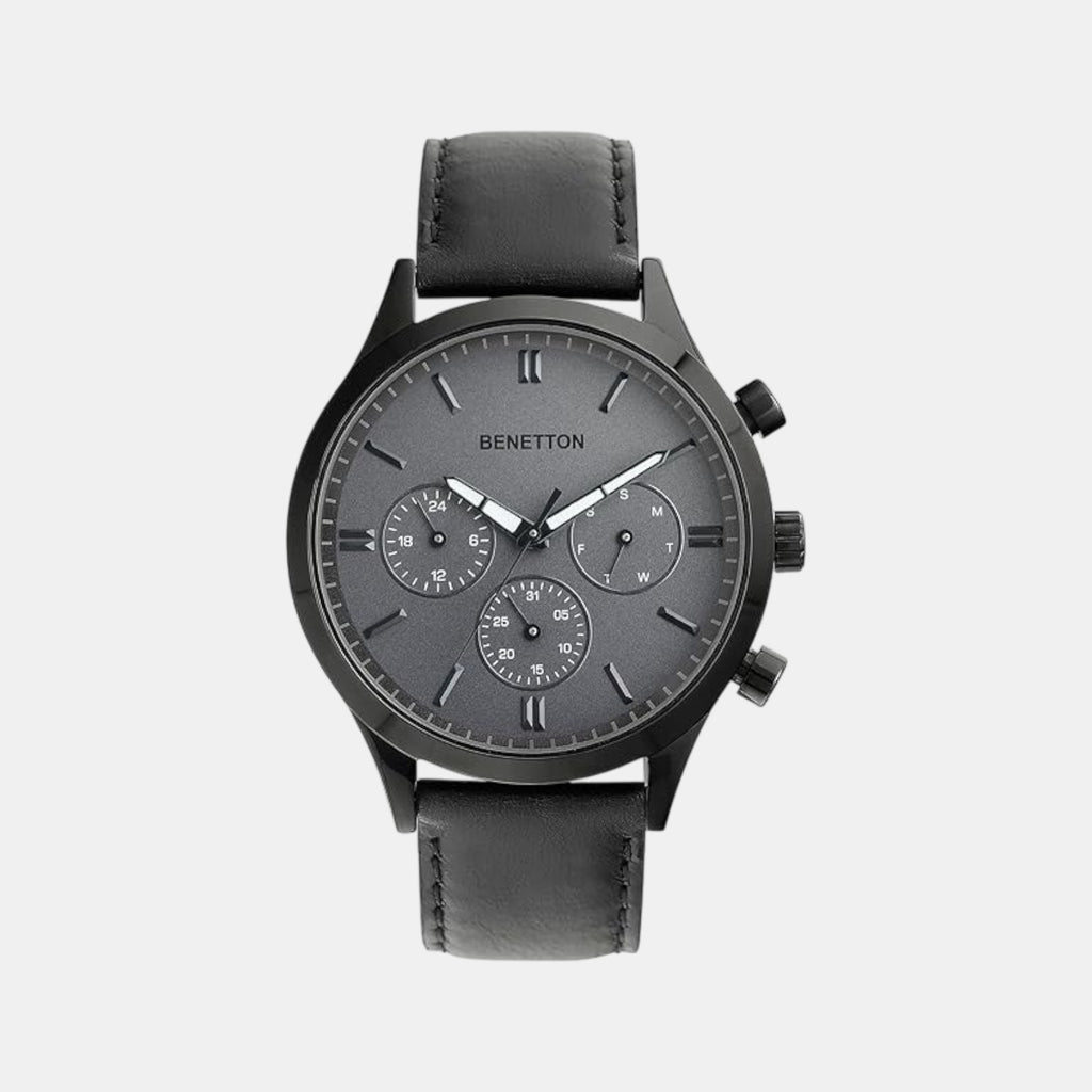 Signature Men Quartz Grey Dial Multi-Function Leather Watch UWUCG0005