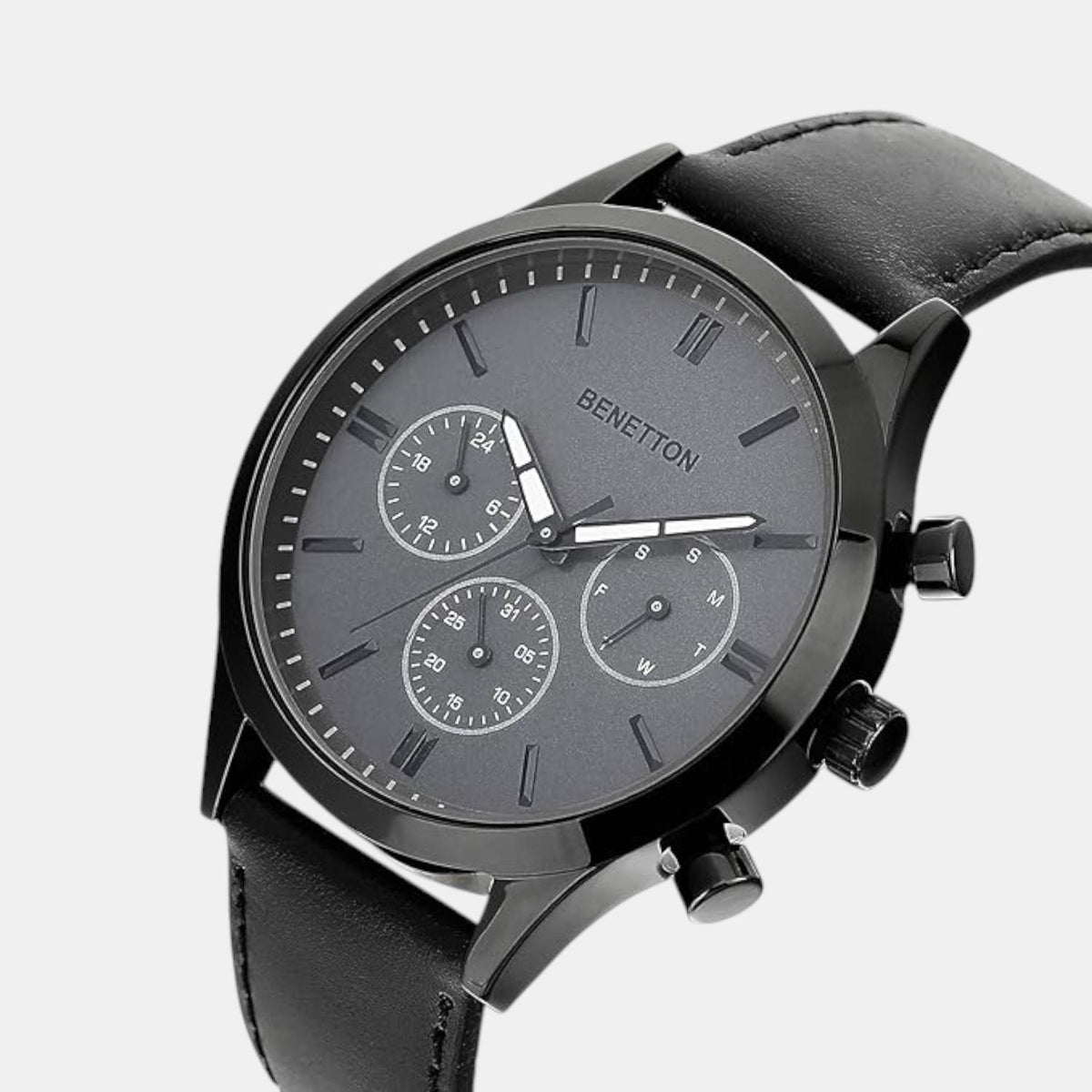 Signature Men Quartz Grey Dial Multi-Function Leather Watch UWUCG0005
