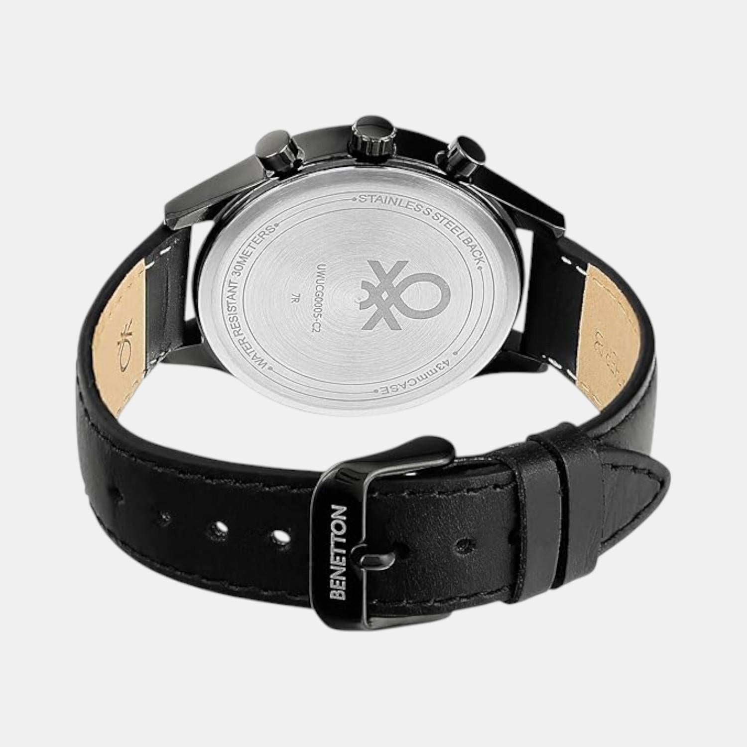 Signature Men Quartz Grey Dial Multi-Function Leather Watch UWUCG0005