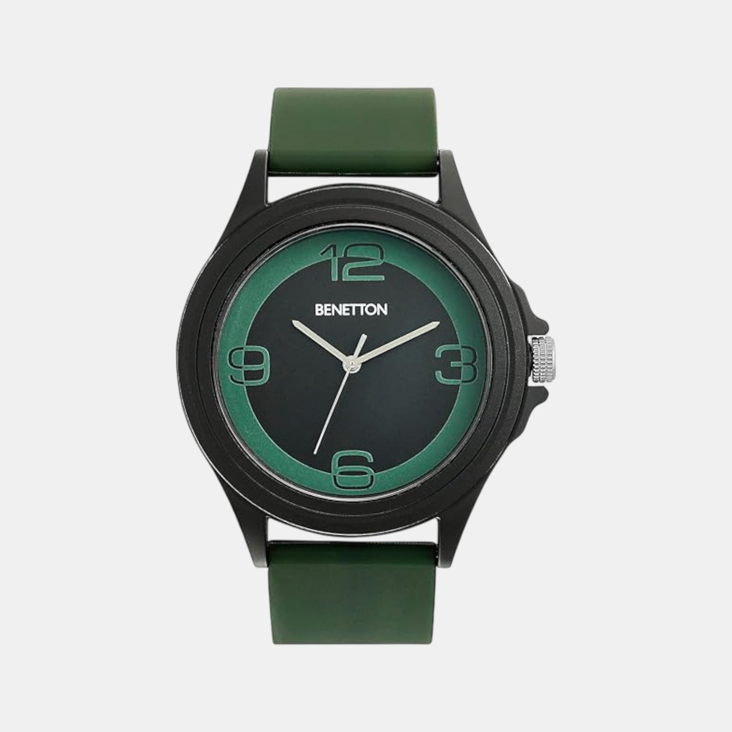 Iconic Men Quartz Black & Green Dial Analog Silicone Watch UWUCG0313