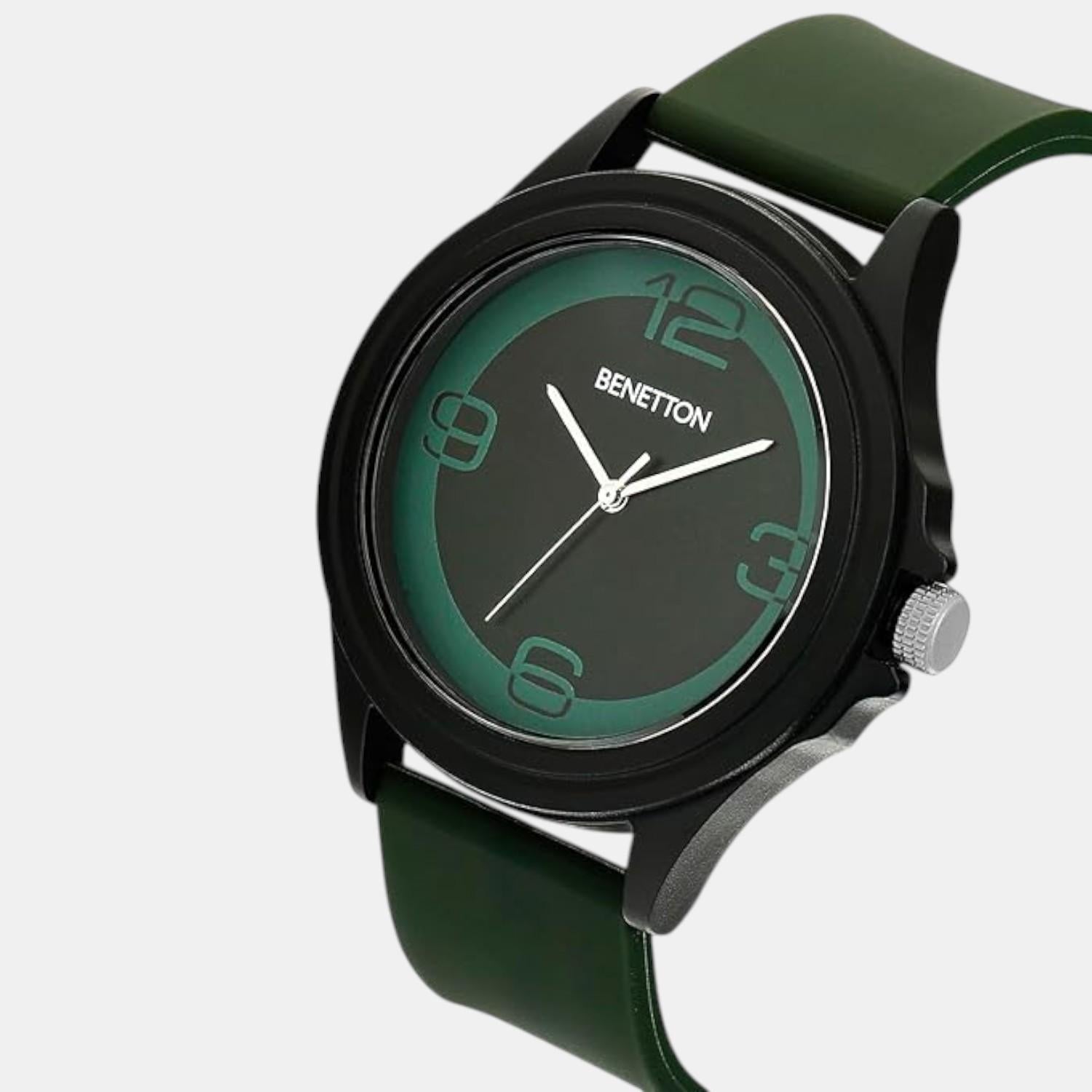 Iconic Men Quartz Black & Green Dial Analog Silicone Watch UWUCG0313