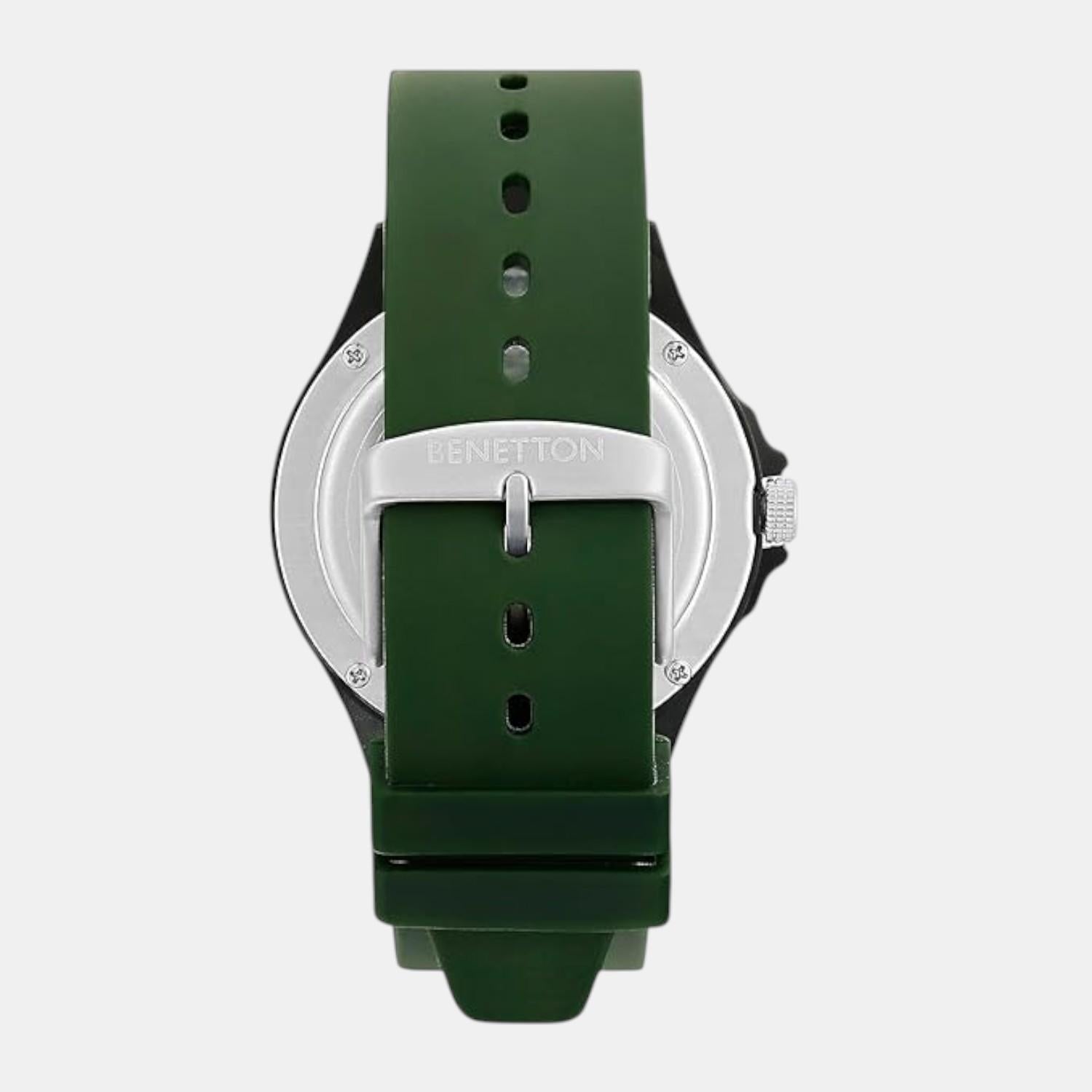 Iconic Men Quartz Black & Green Dial Analog Silicone Watch UWUCG0313