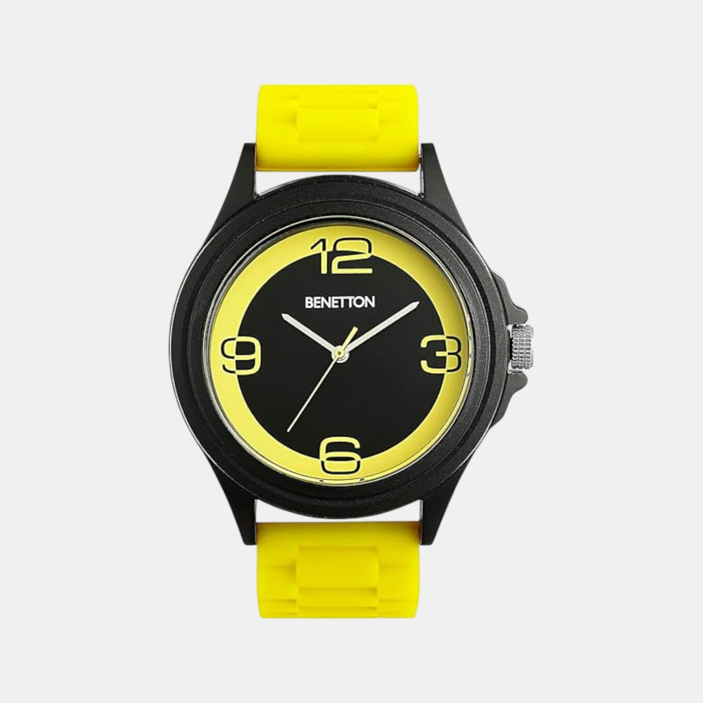 Iconic Men Quartz Black & Yellow Dial Analog Silicone Watch UWUCG0314