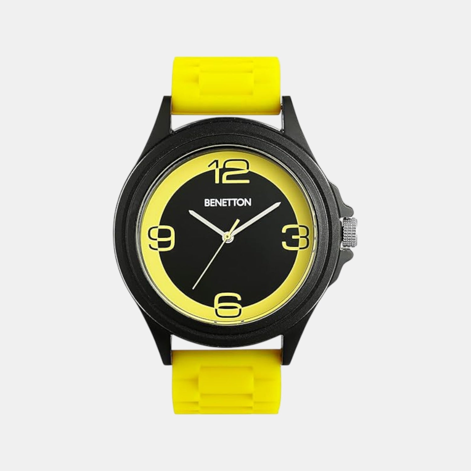 Iconic Men Quartz Black & Yellow Dial Analog Silicone Watch UWUCG0314