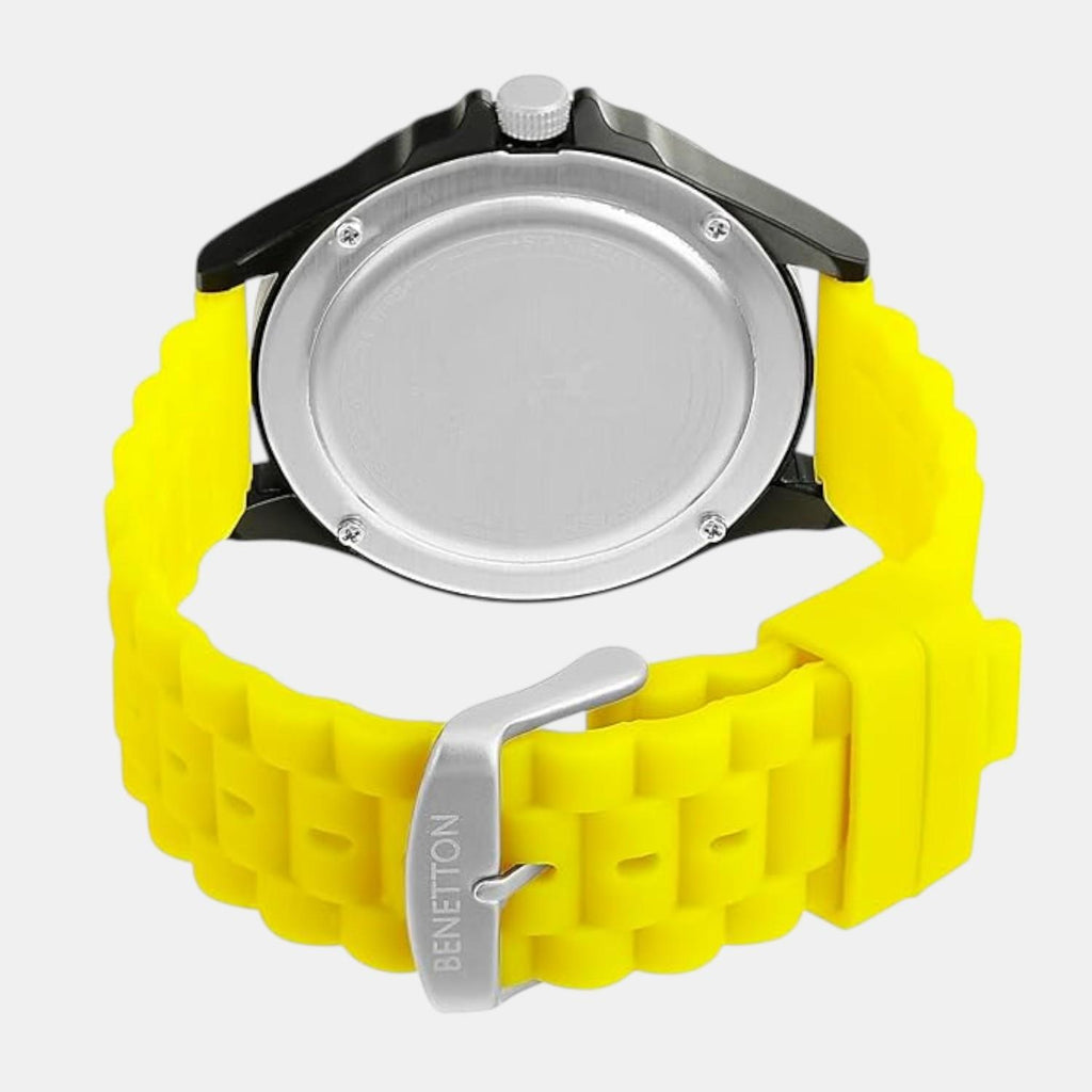 Iconic Men Quartz Black & Yellow Dial Analog Silicone Watch UWUCG0314