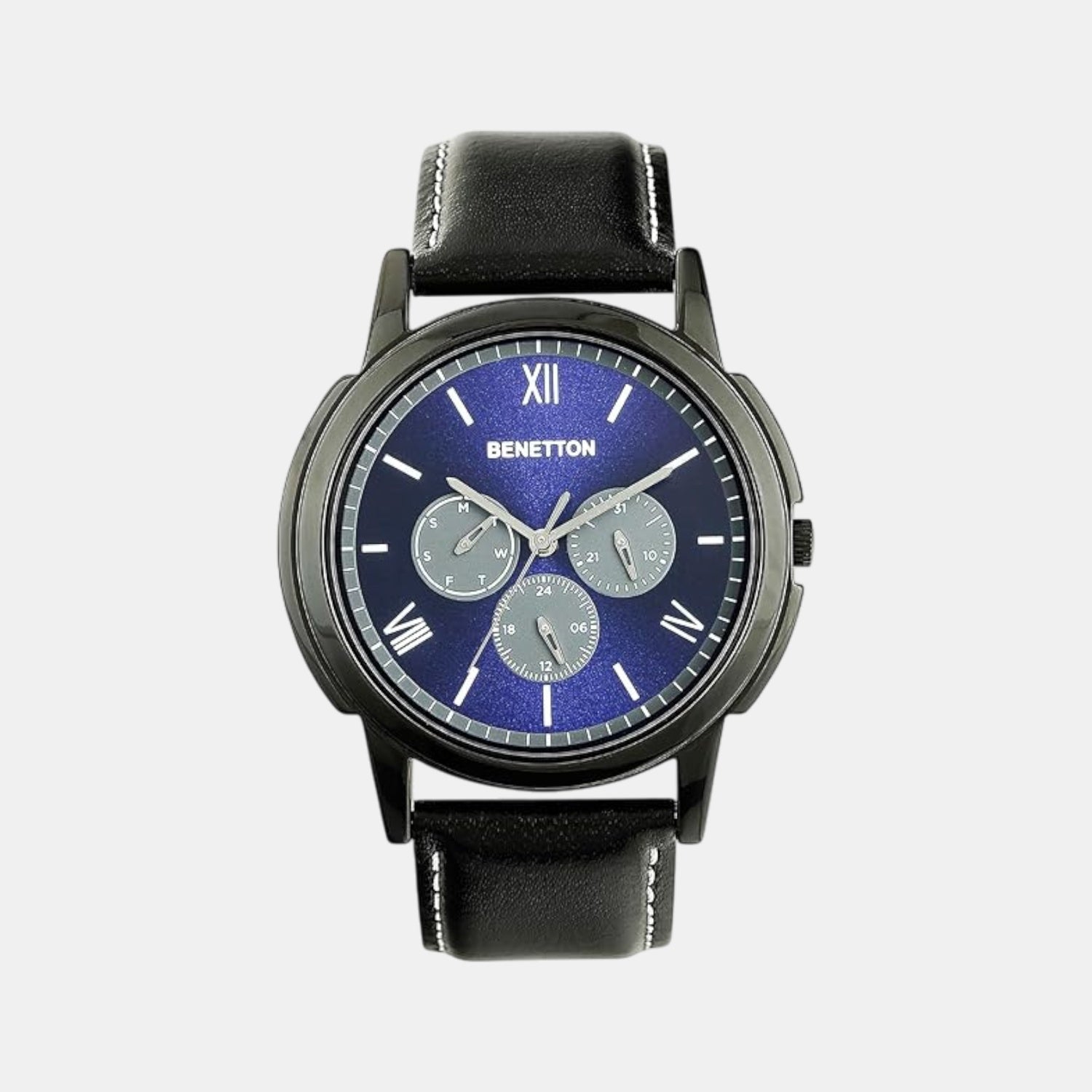 Iconic Men Quartz Blue Dial Multi-Function Leather Watch UWUCG0808