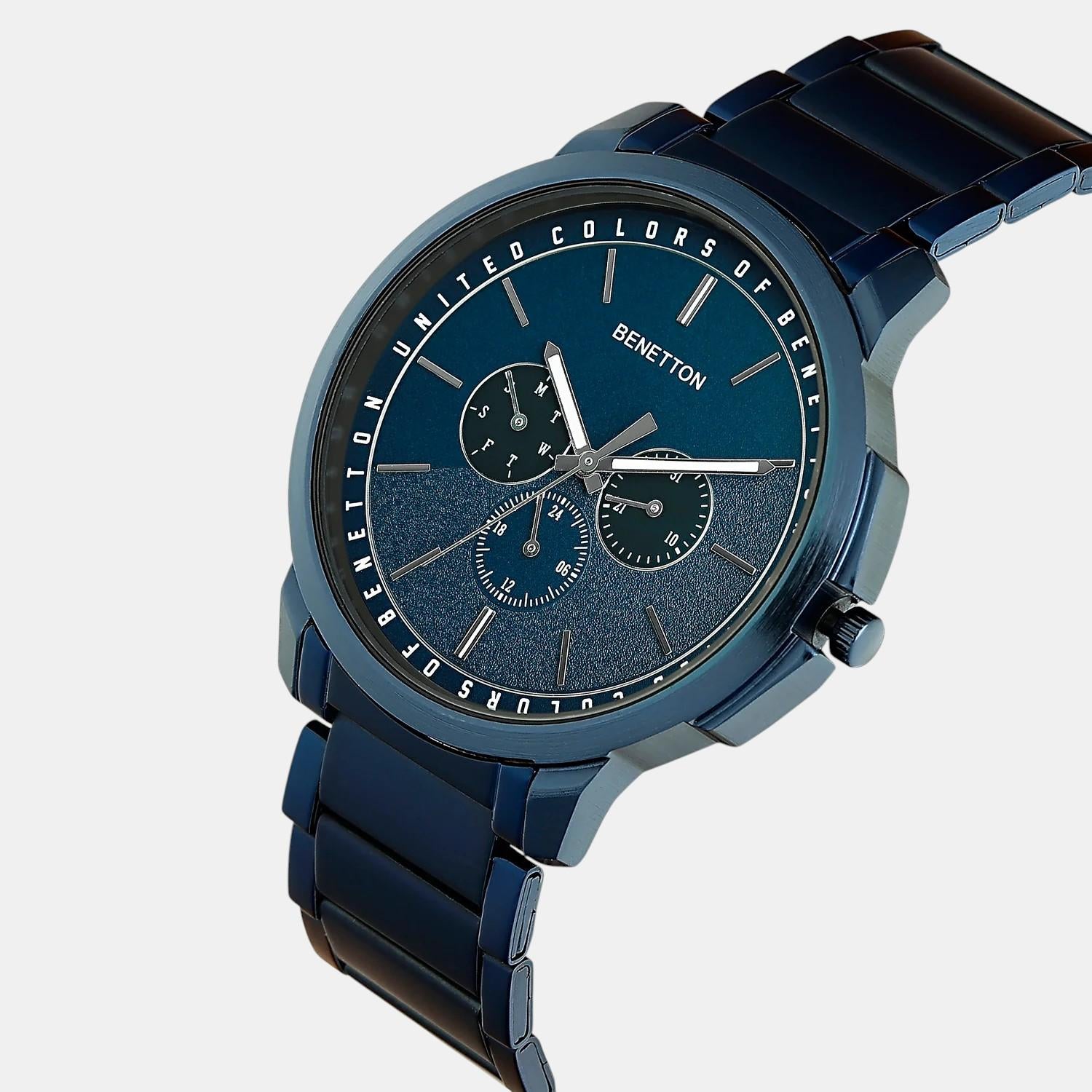Signature Men Quartz Blue Dial Multi-Function Stainless Steel Watch UWUCG1800