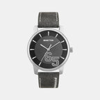 Iconic Men Quartz Black Dial Analog Leather Watch UWUCG2000