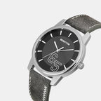 Iconic Men Quartz Black Dial Analog Leather Watch UWUCG2000