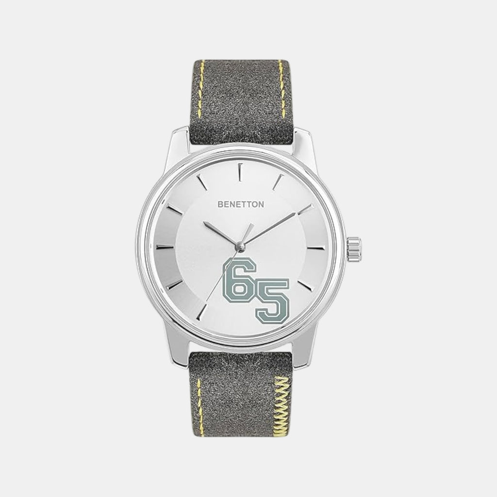 Iconic Men Quartz Silver Dial Analog Leather Watch UWUCG2002